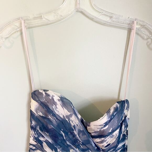 Amsale Watercolor Long Strapless Bridesmaid Evening Crinkle Silk Chiffon Dress - Picture 4 of 10